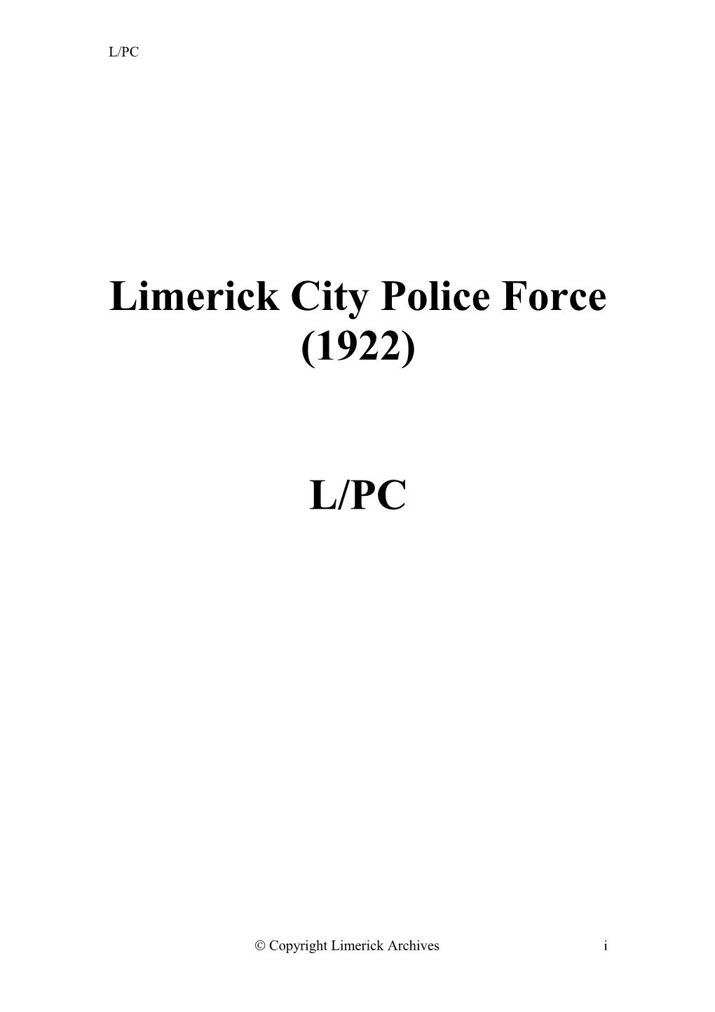 Limerick City Police Force