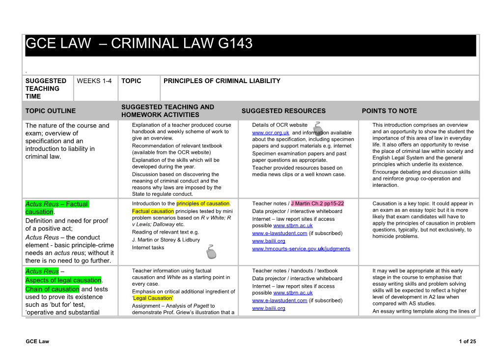 Gce Law H534 Criminal Law G153