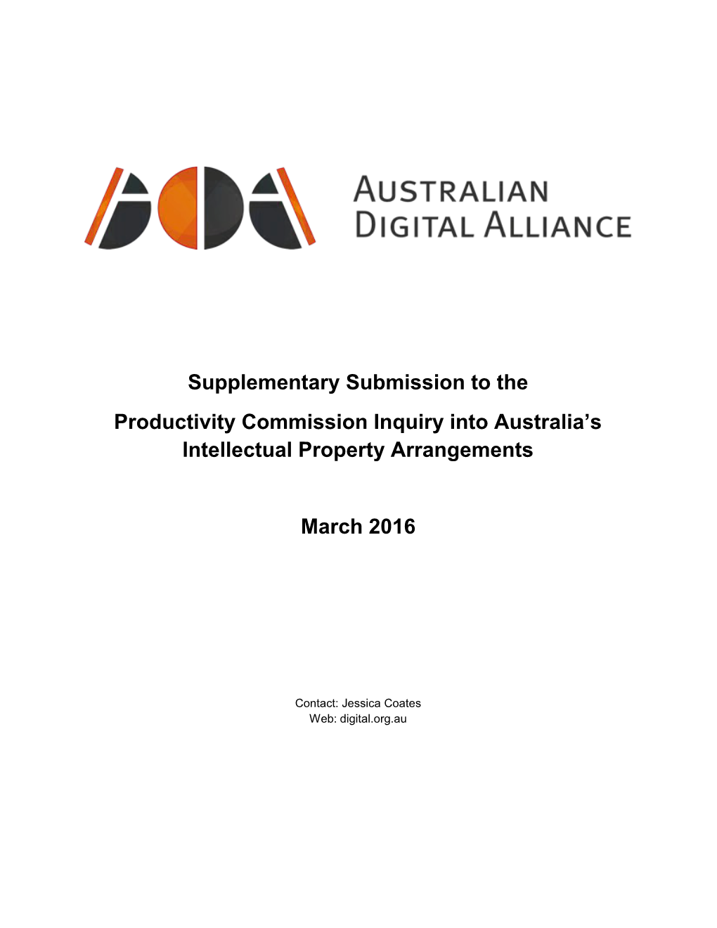 Submission 141 - Australian Digital Alliance - Intellectual Property Arrangements - Public