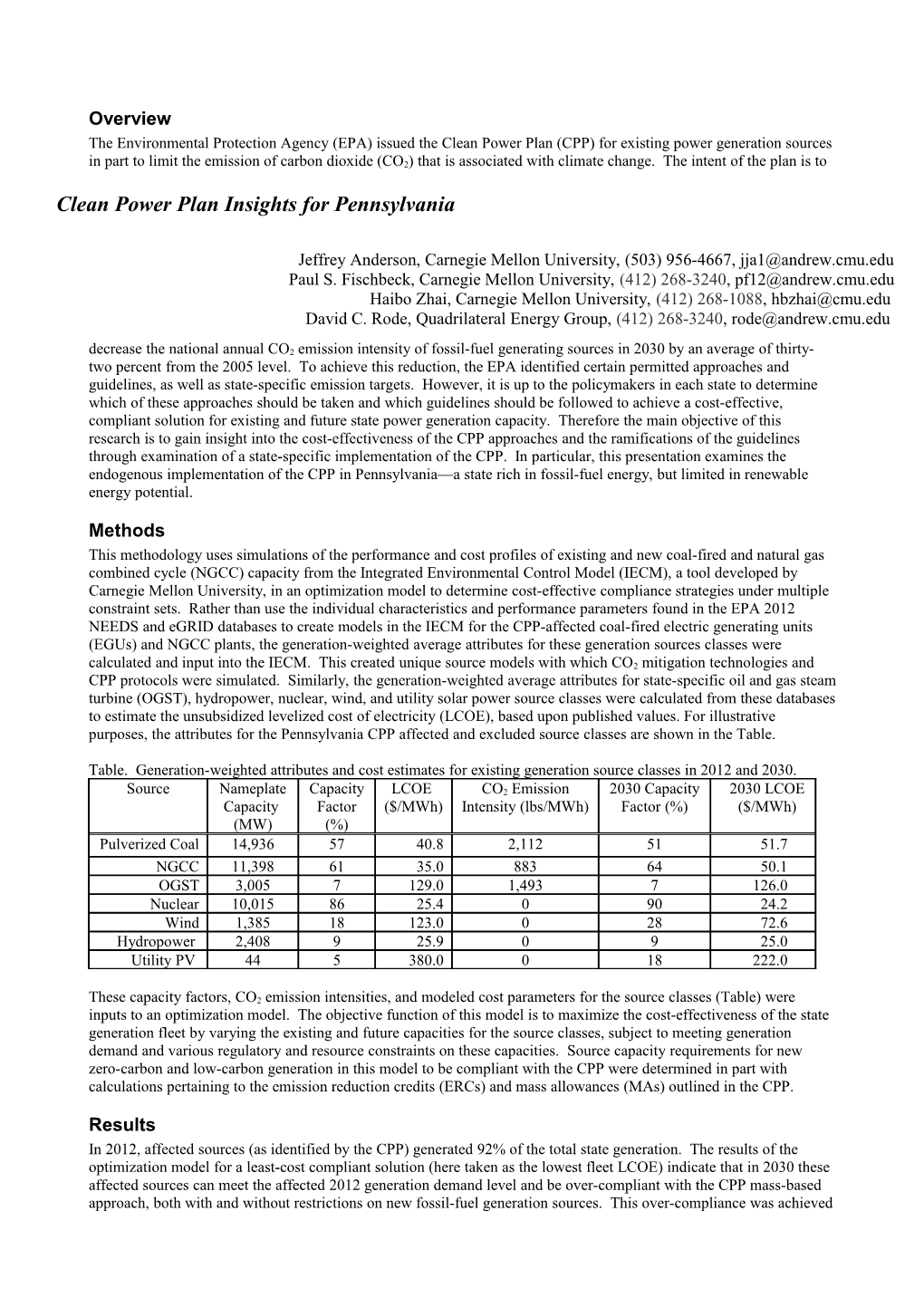 Clean Power Plan Insights for Pennsylvania