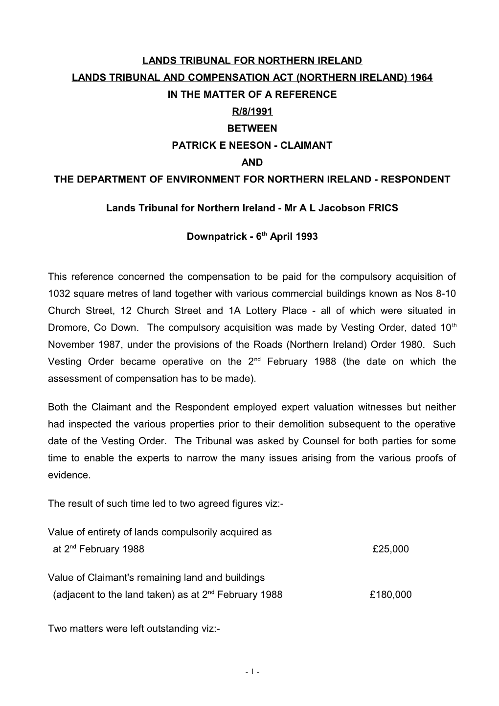 Lands Tribunal for Northern Ireland