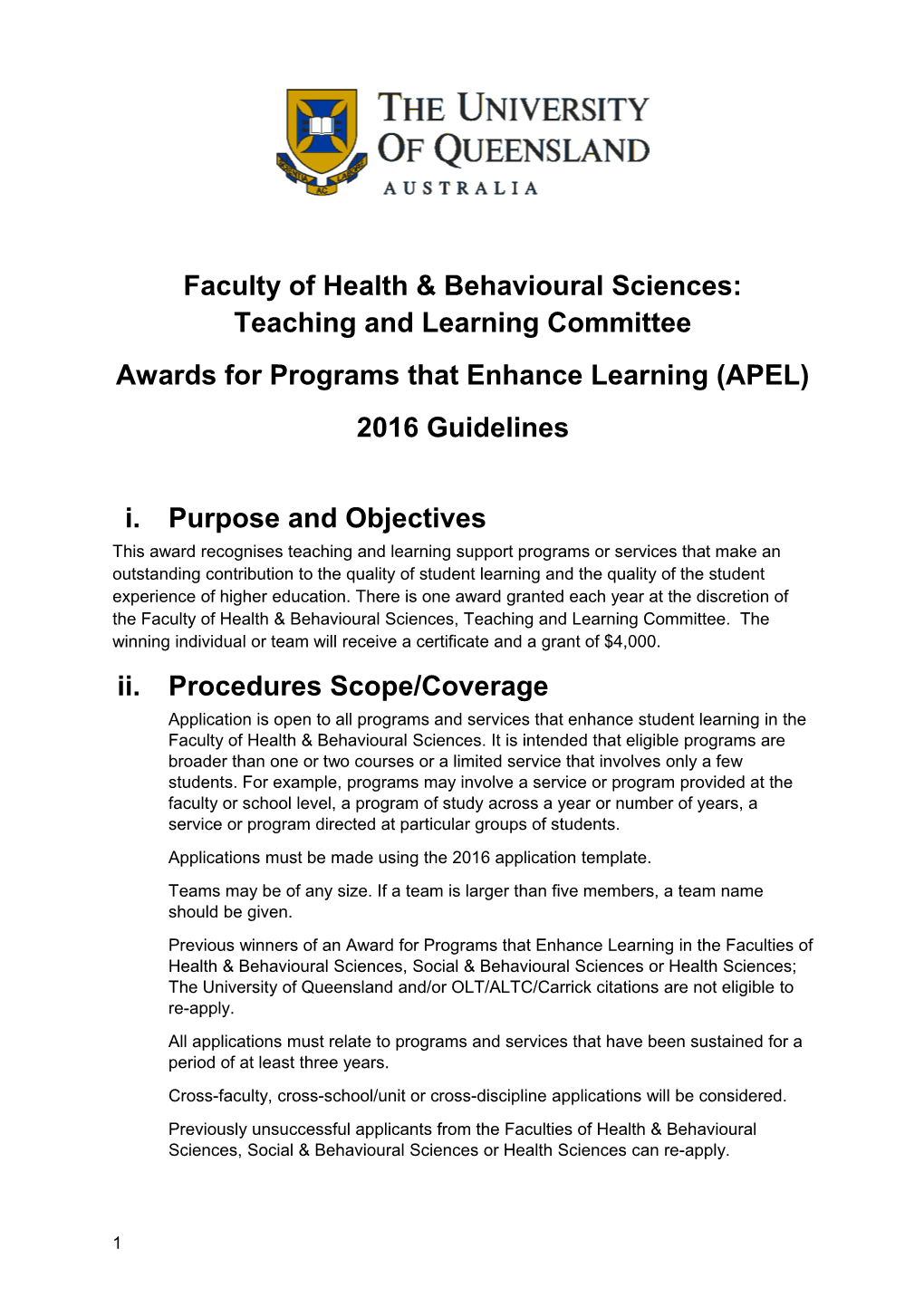 Awards for Programs That Enhance Learning (APEL)