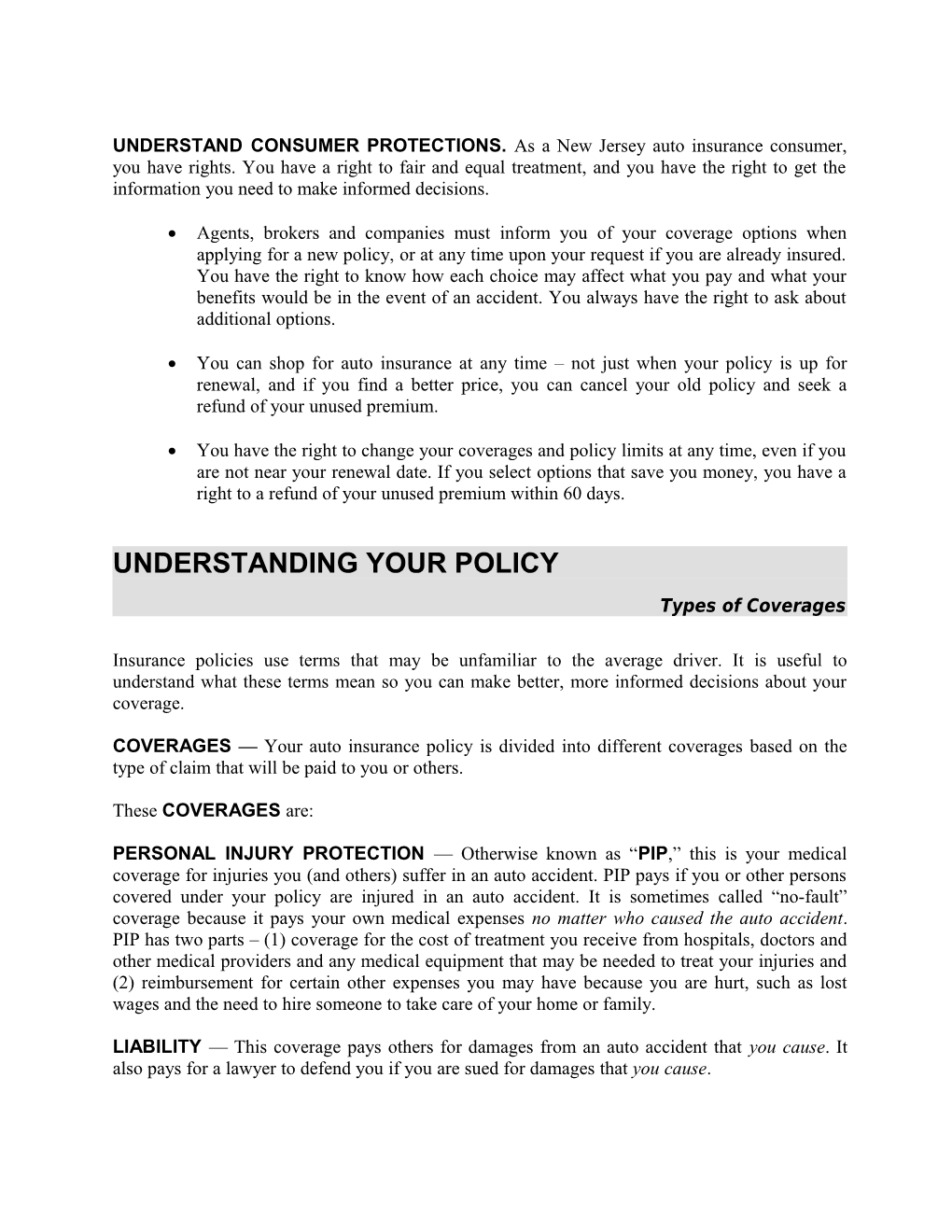 Understanding Your Policy Page