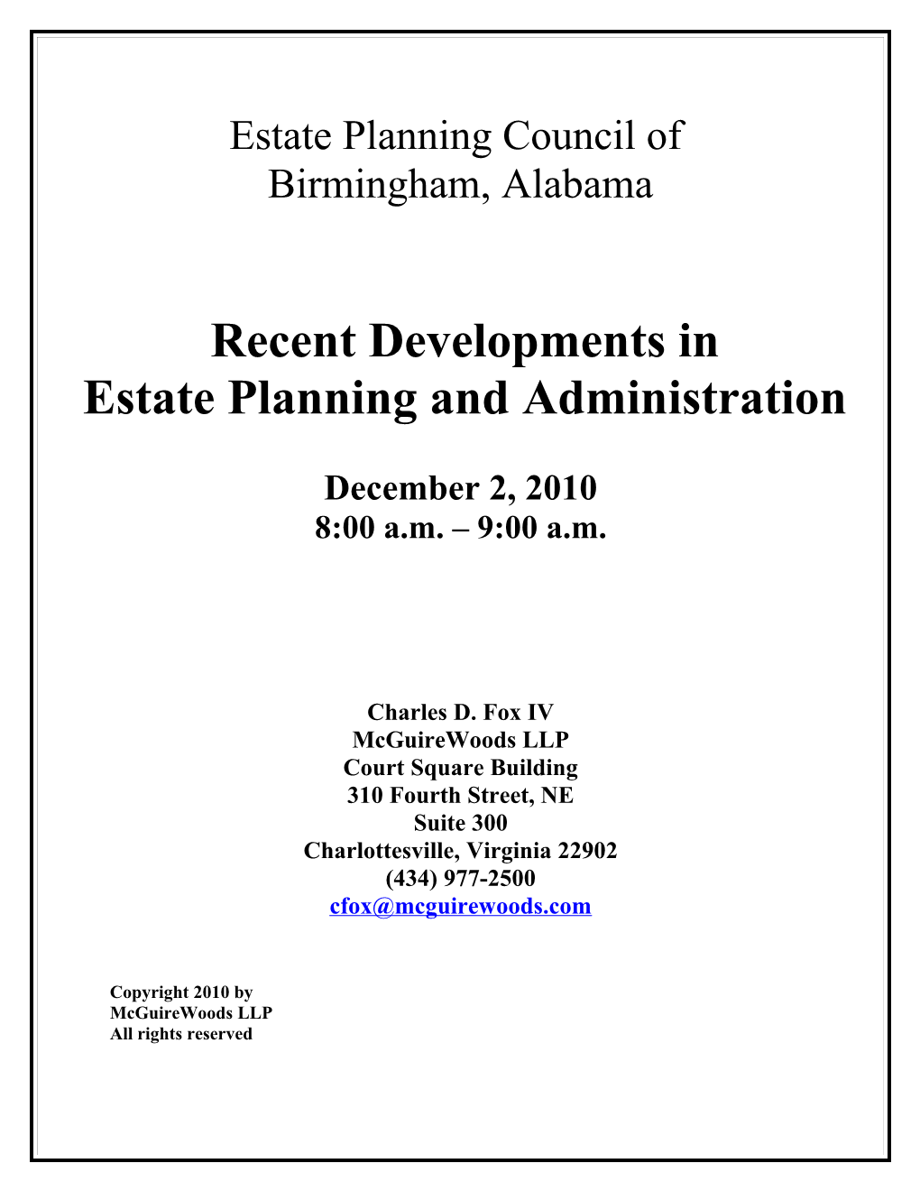 Estate Planning and Administration