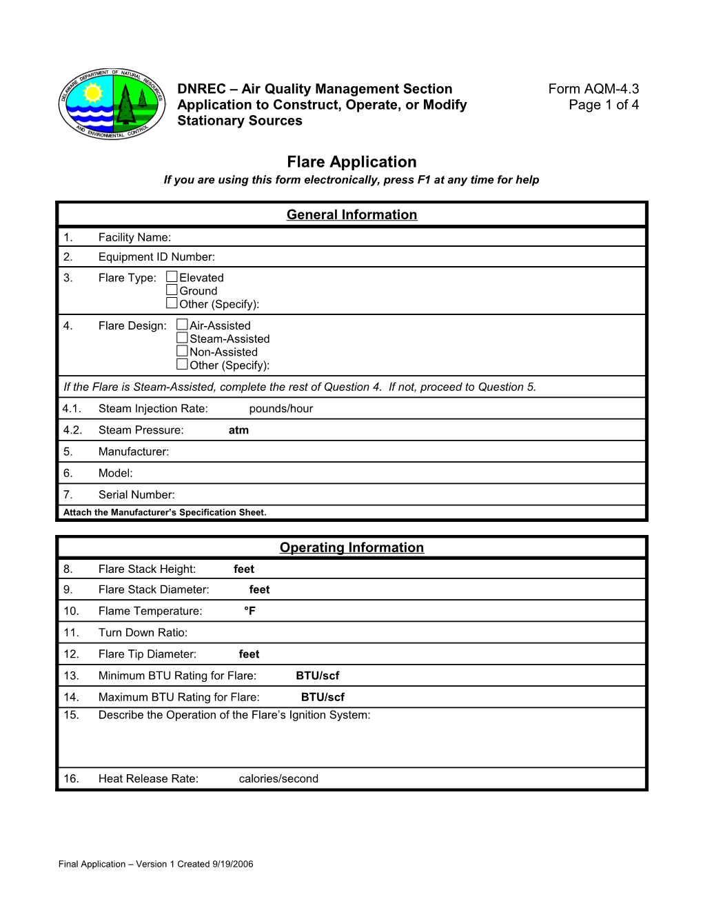 Final Application Version 1 Created 9/19/2006