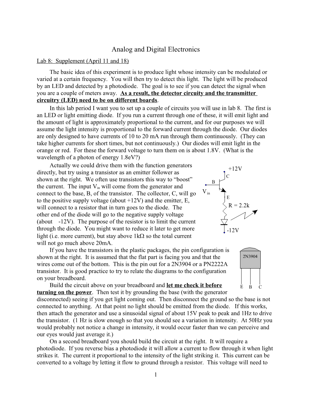 Analog and Digital Electronics