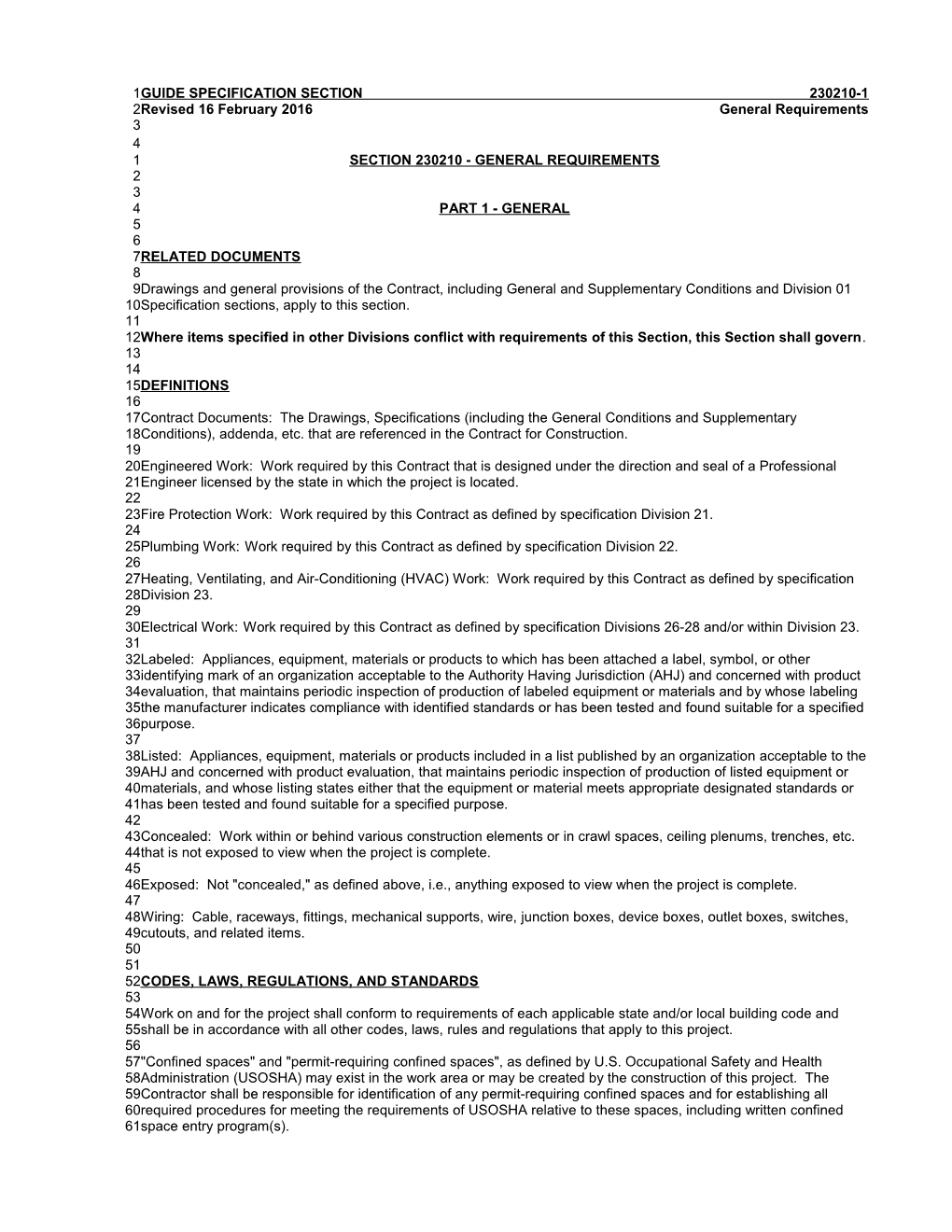 Section 019913 - General Requirements Engineered Work