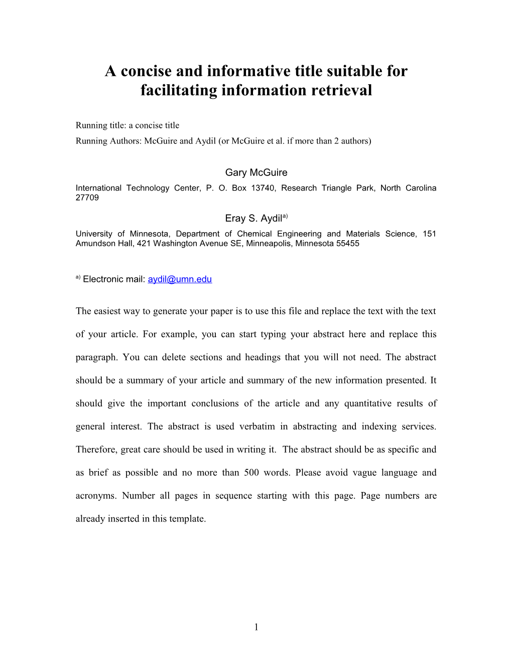 A Concise and Informative Title Suitable for Facilitating Information Retrieval