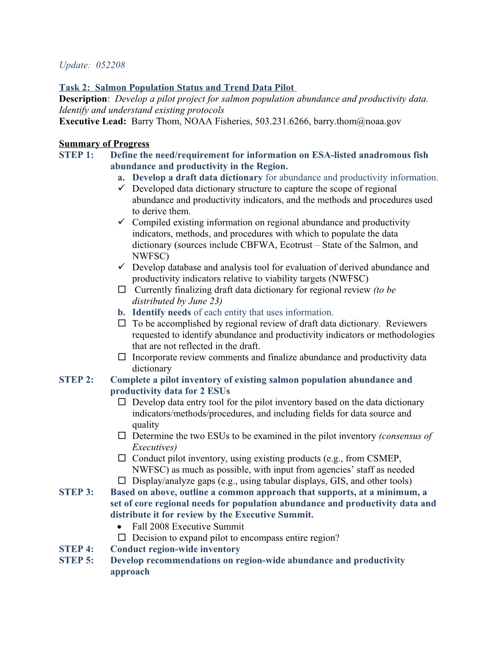 Task 2: Salmon Population Status and Trend Data Pilot