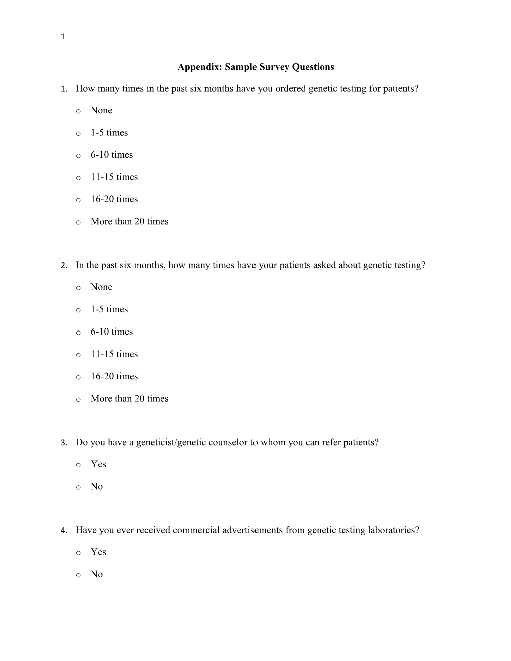 Appendix: Sample Survey Questions