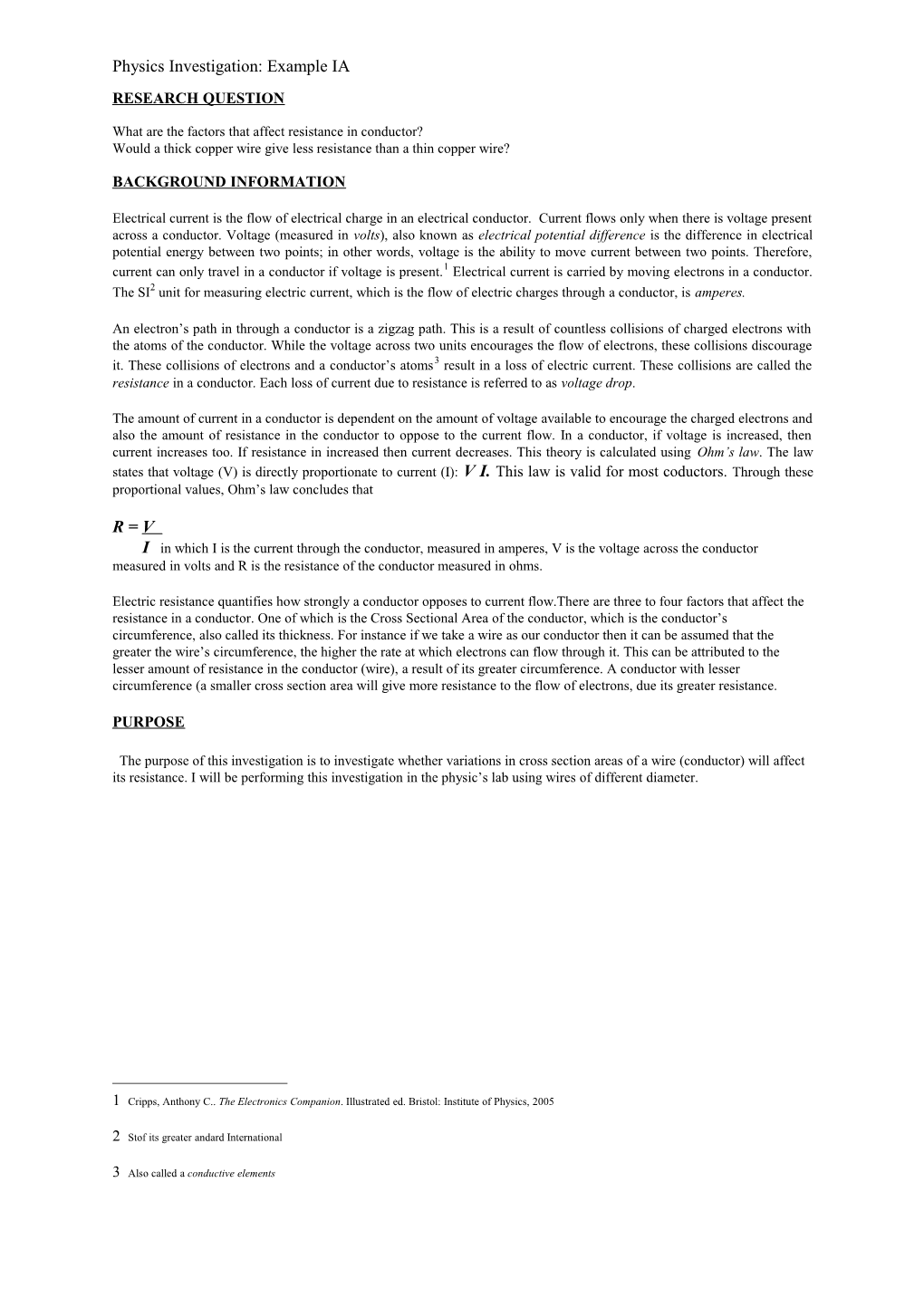 Physics Investigation: Example IA