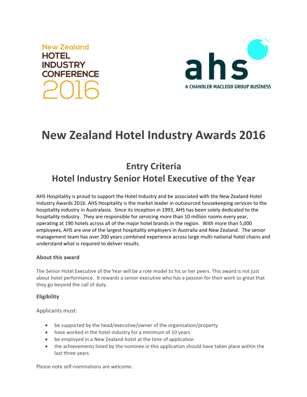 New Zealand Hotel Industry Awards 2016