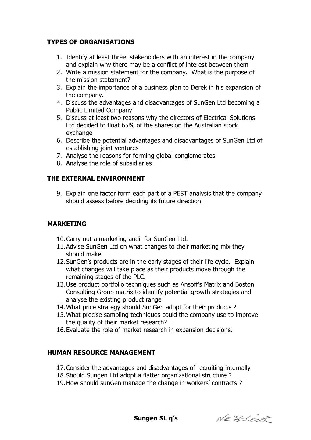 Business & Management SL Paper 1