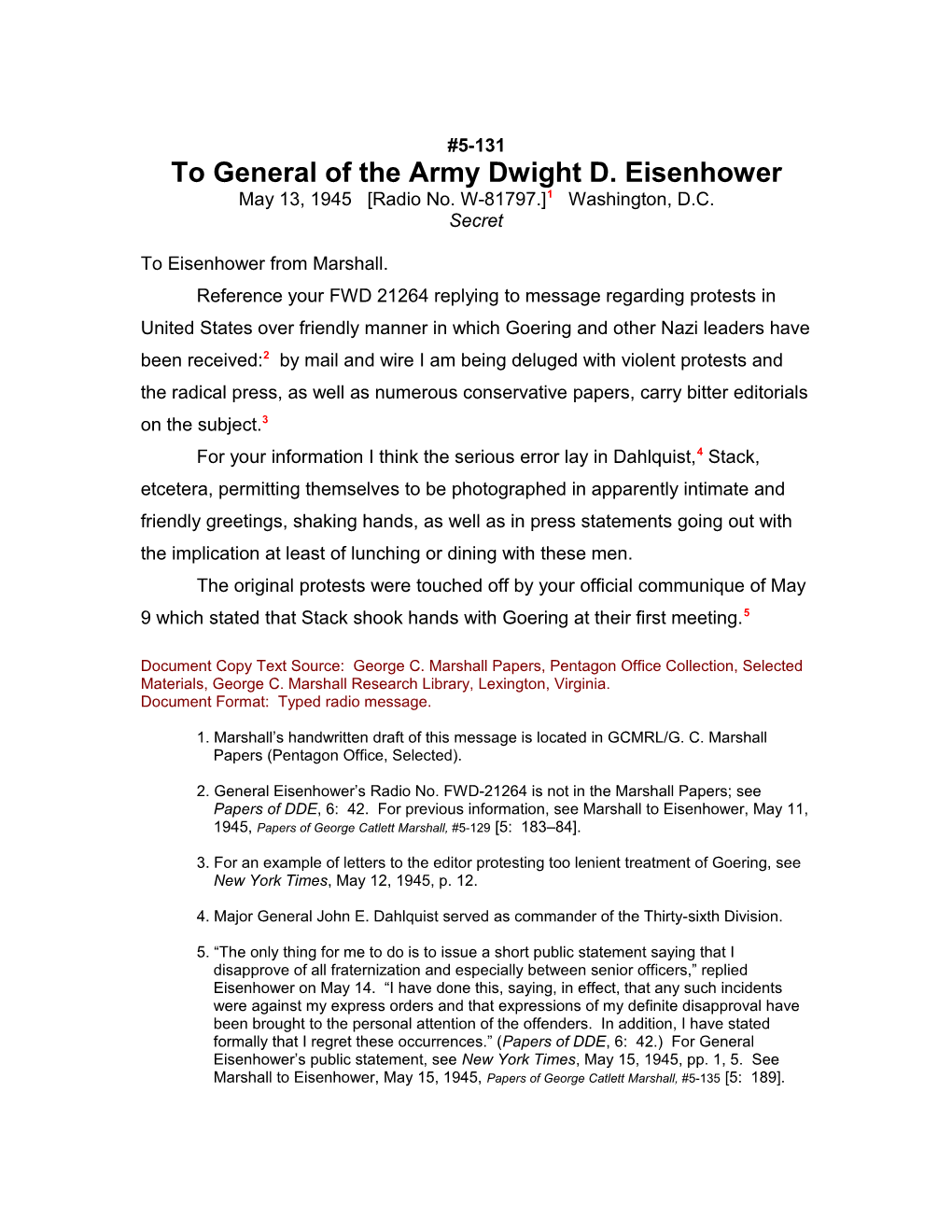 To General of the Army Dwight D. Eisenhower s3