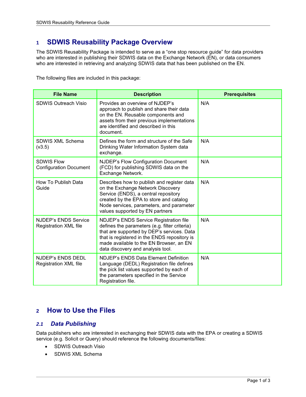 1 SDWIS Reusability Package Overview