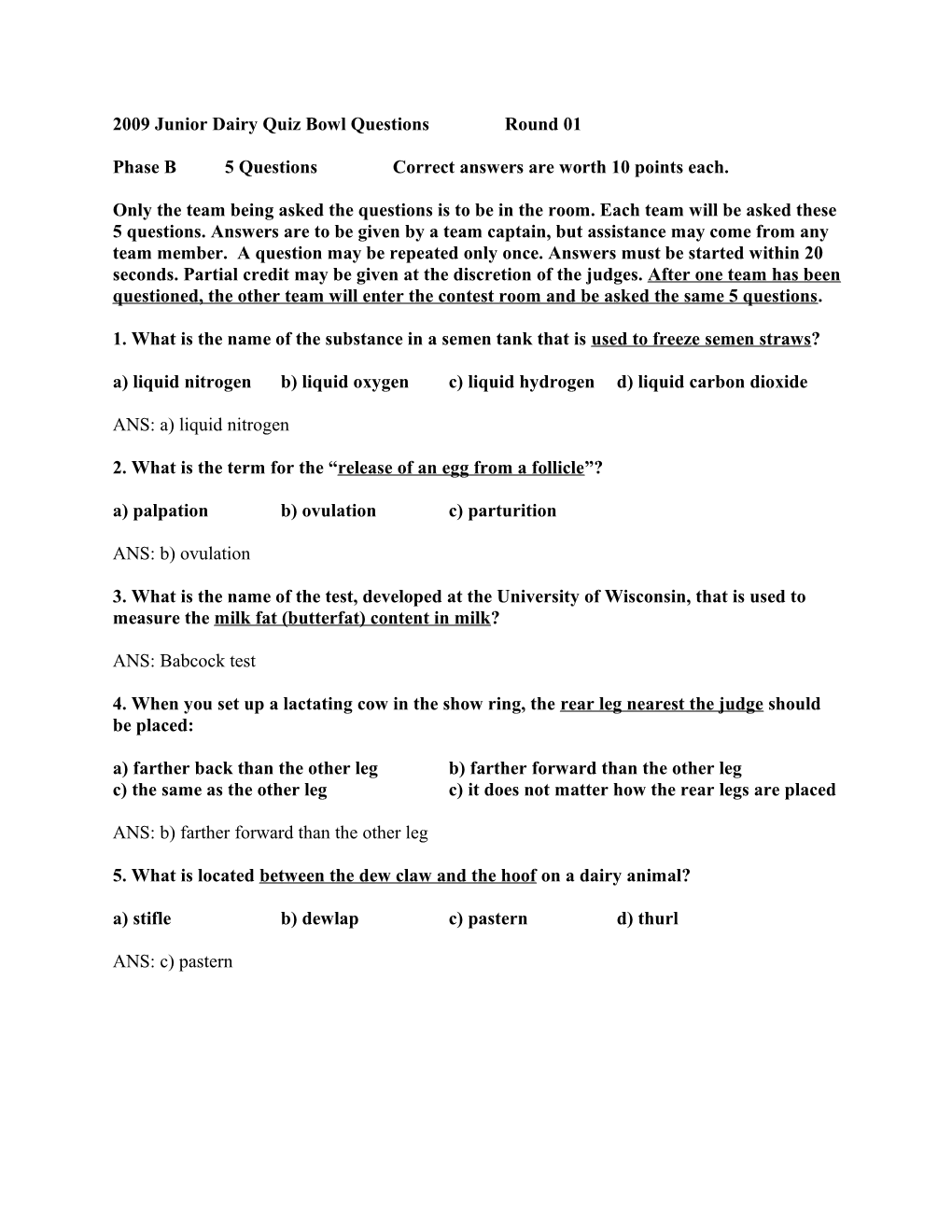 2005 Junior Dairy Quiz Bowl Questions s2