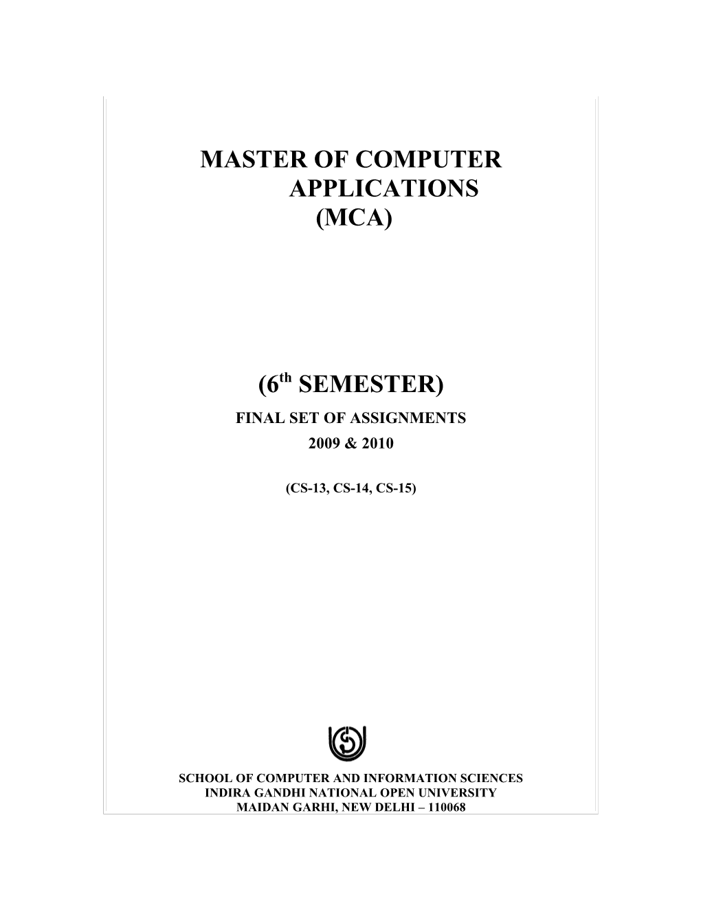 Master in Computer Applications