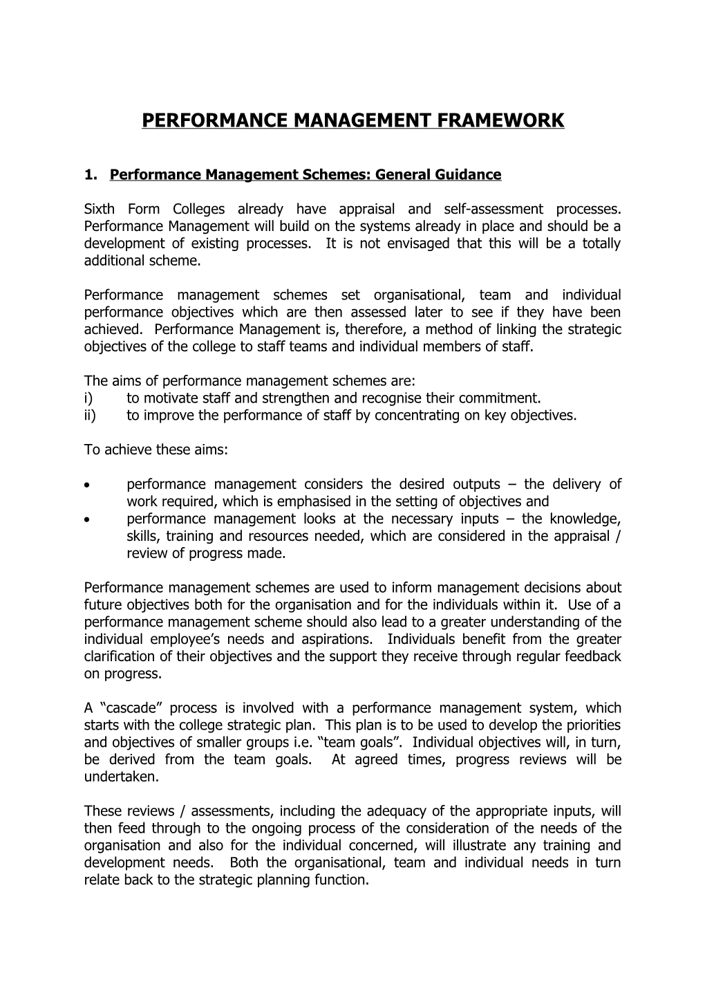 Performance Management Framework