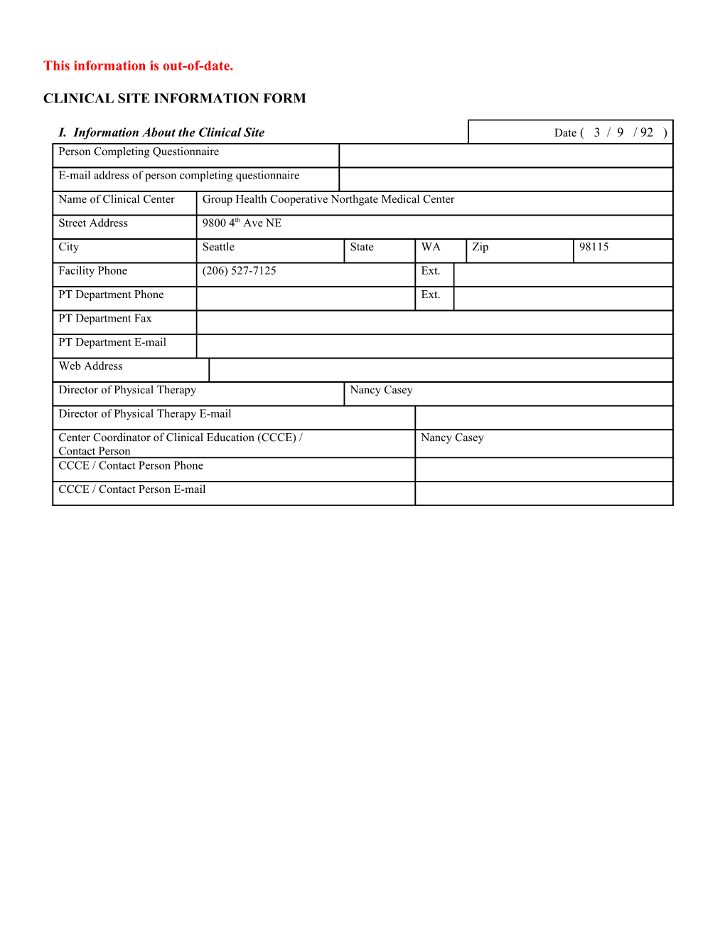 Clinical Center Information Form (Ccif) s4