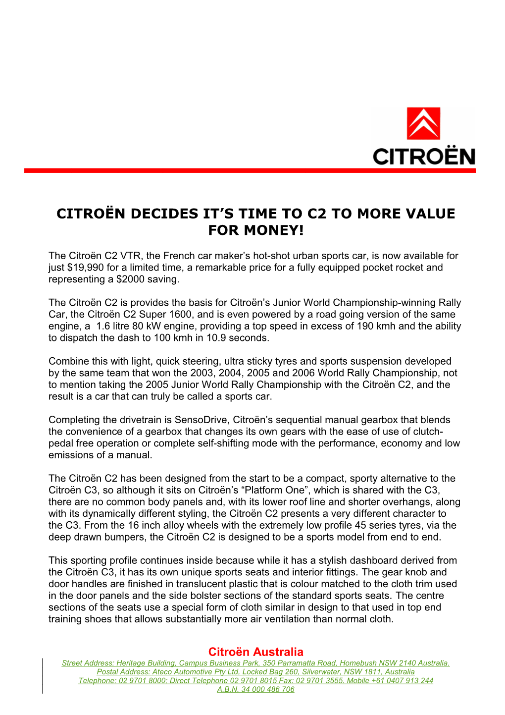 Citroën Decides It S Time to C2 to More Value for Money!