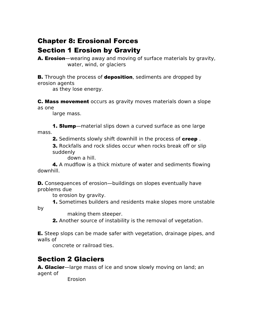 Chapter 8: Erosional Forces