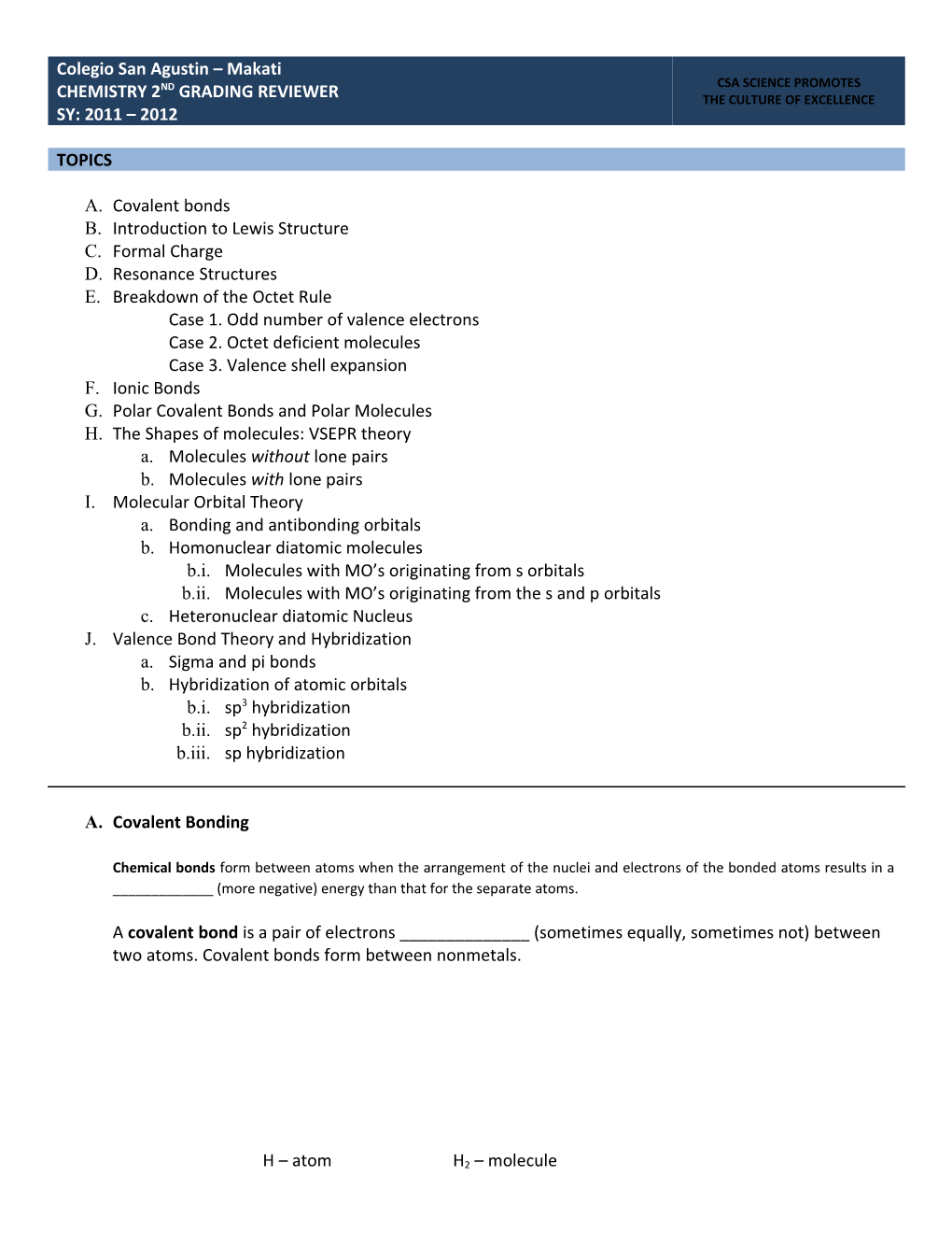 Covalent Bonds