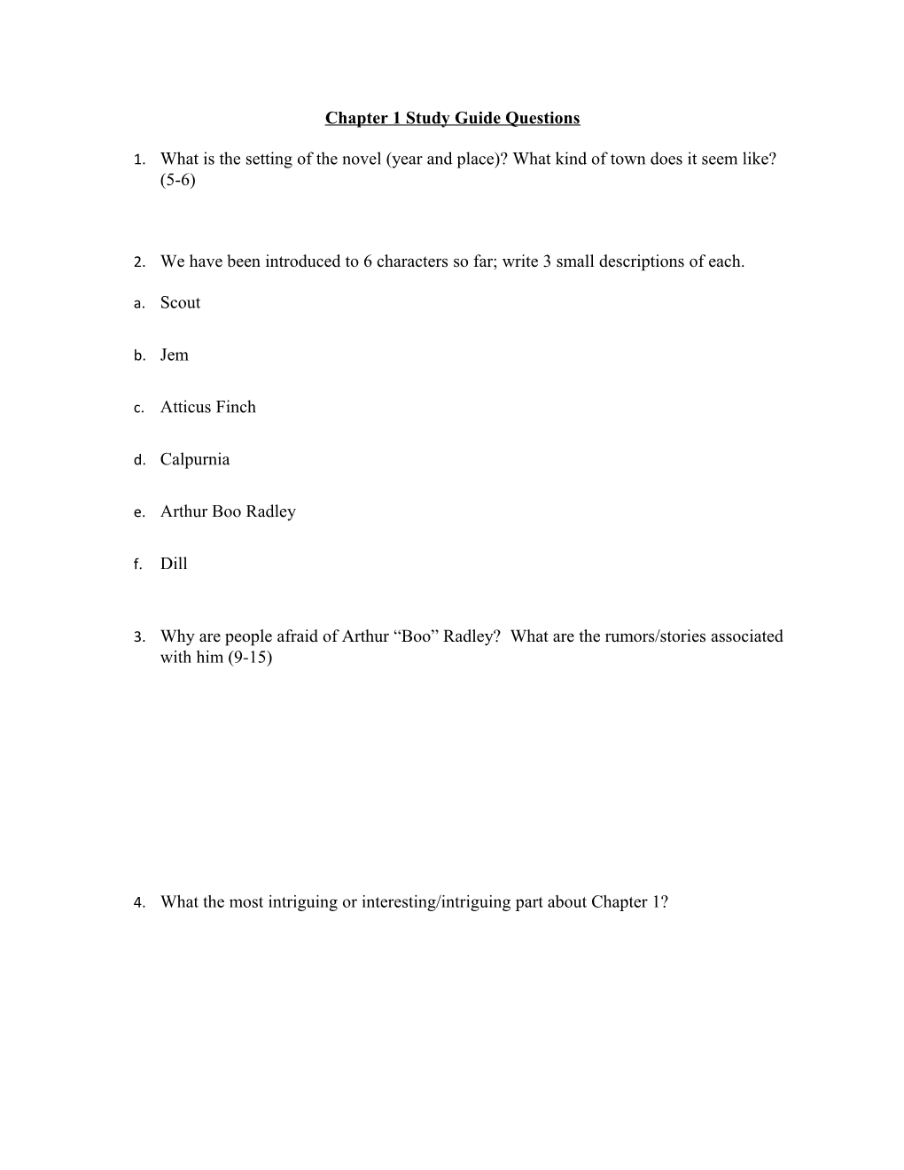 Chapter 1 Study Guide Questions