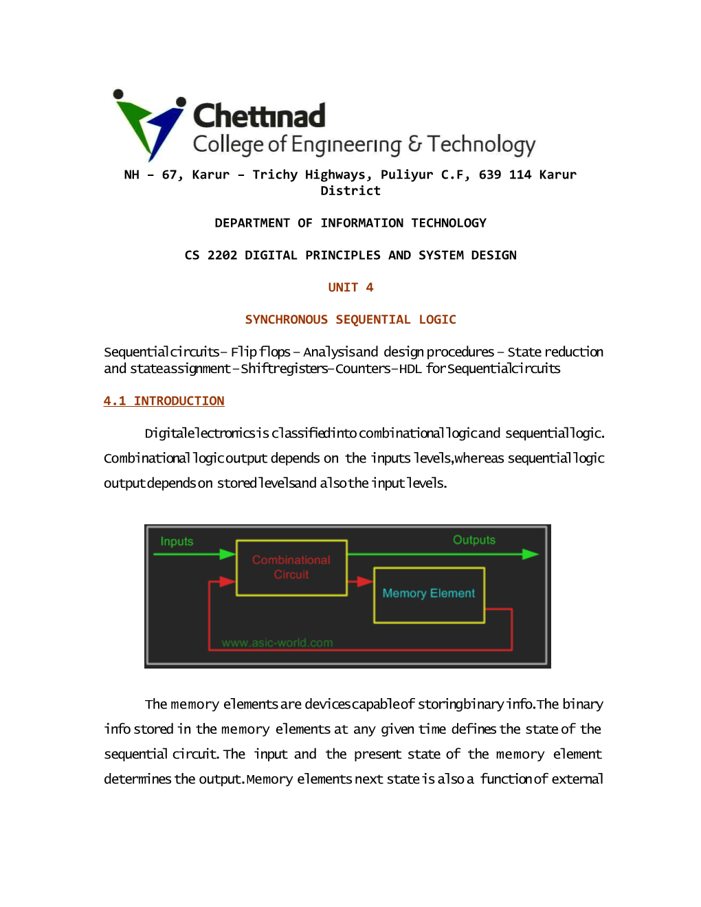 Cs 2202 Digital Principles and System Design