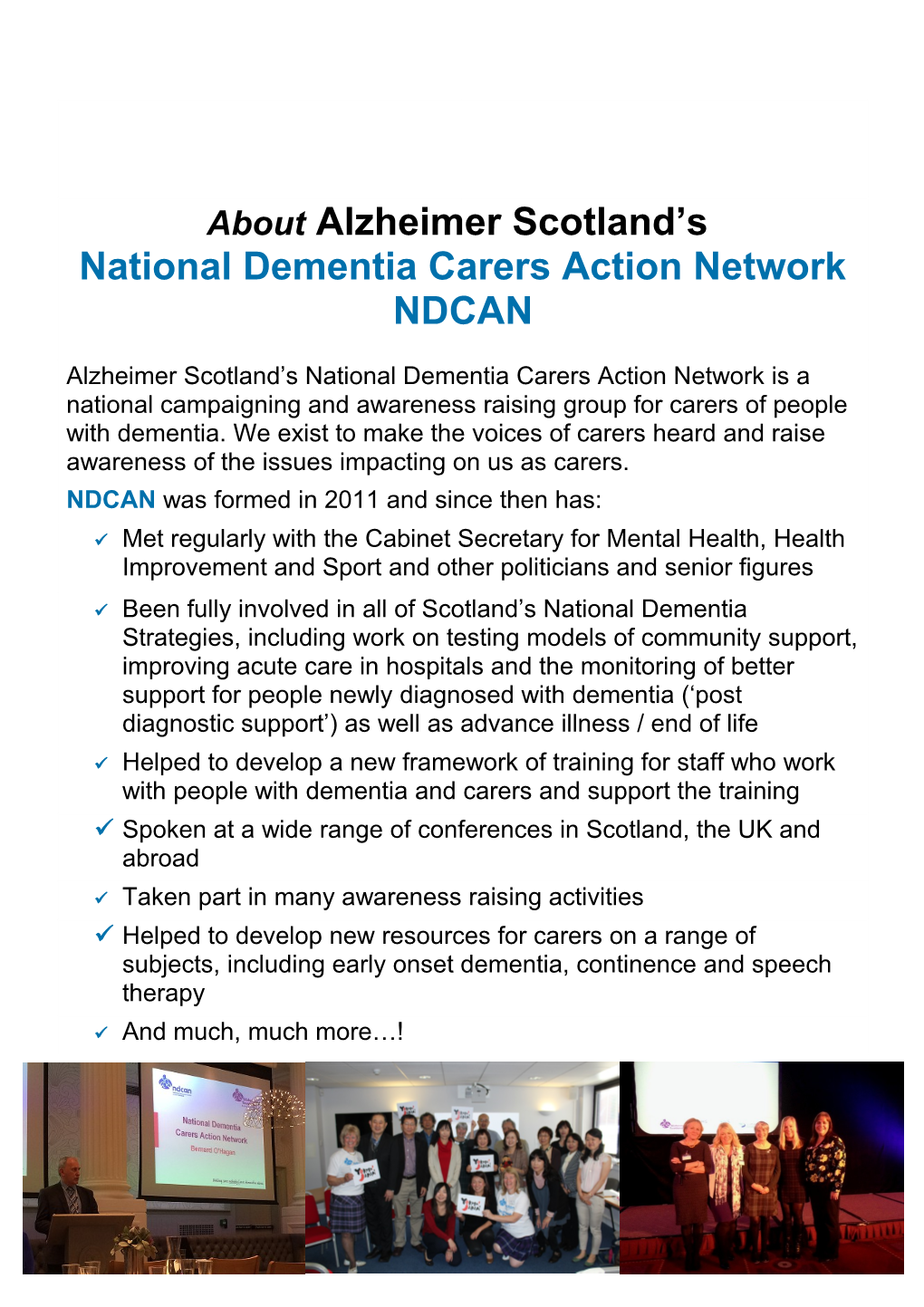 About Alzheimer Scotland S National Dementia Carers Action Network NDCAN