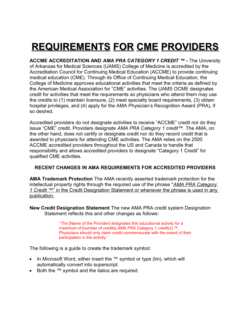 New Requirements for Cme Providers