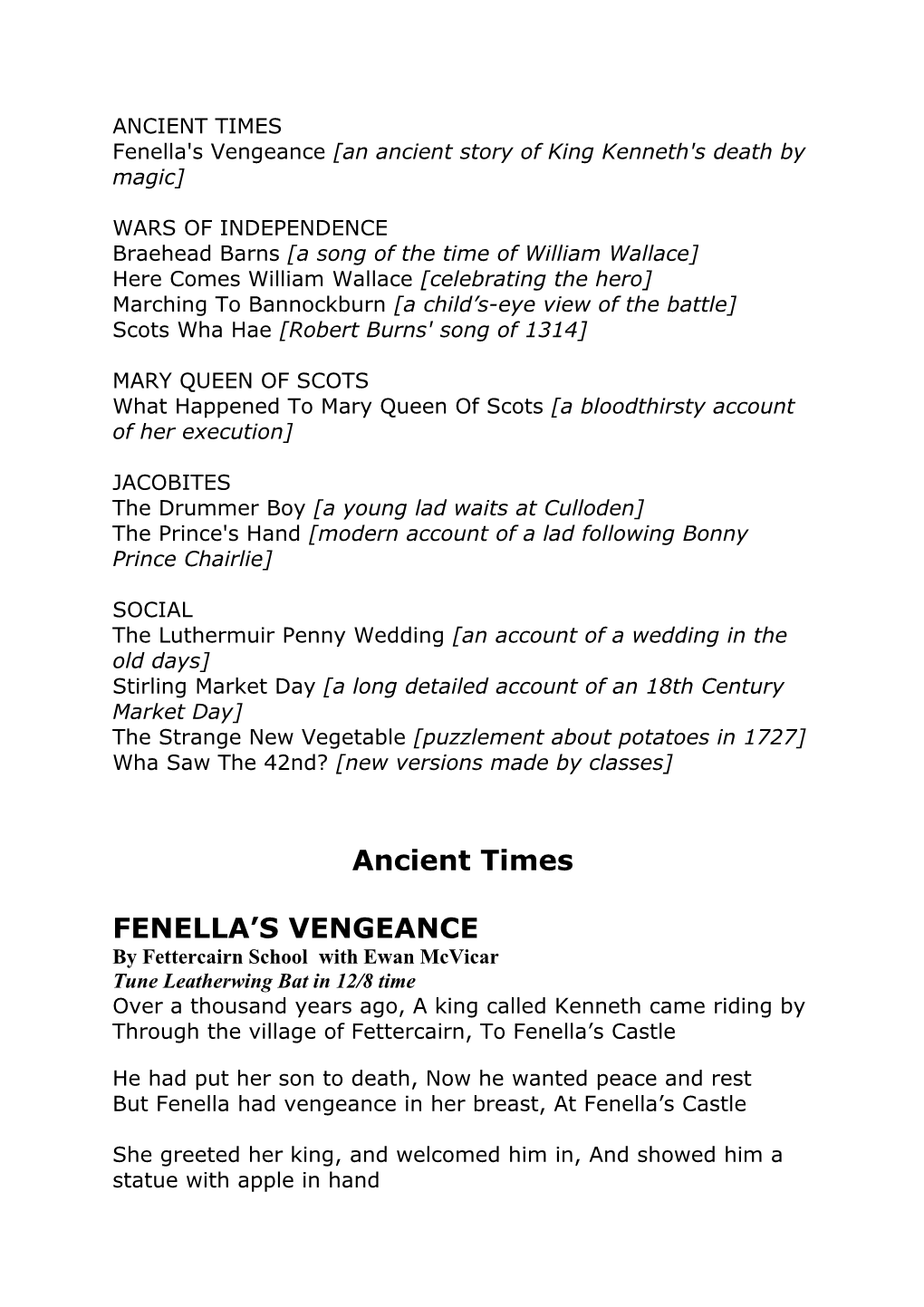 Fenella's Vengeance an Ancient Story of King Kenneth's Death by Magic