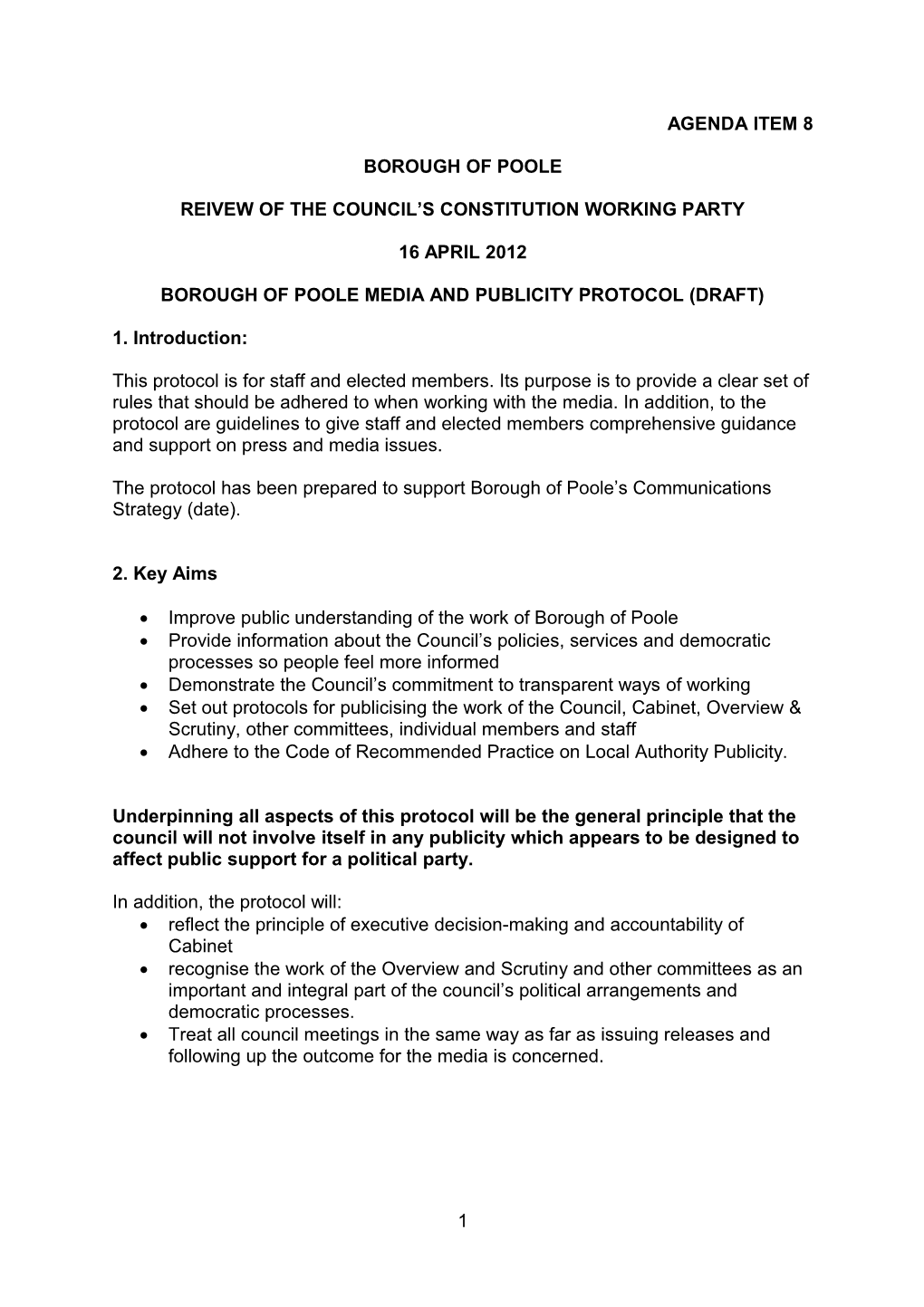 Borough of Poole Media Protocol (Draft)