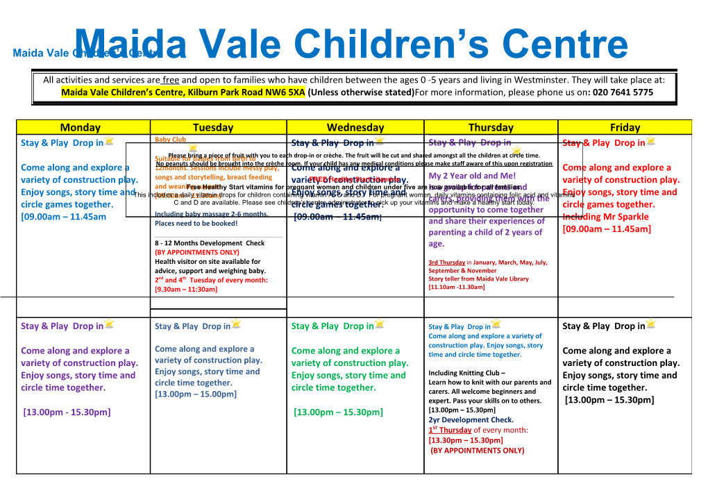 Maida Vale Children S Centre