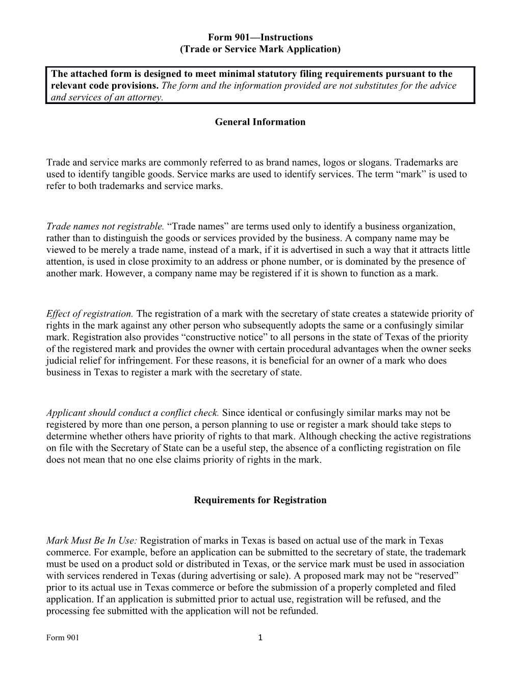 Form 901 Instructions