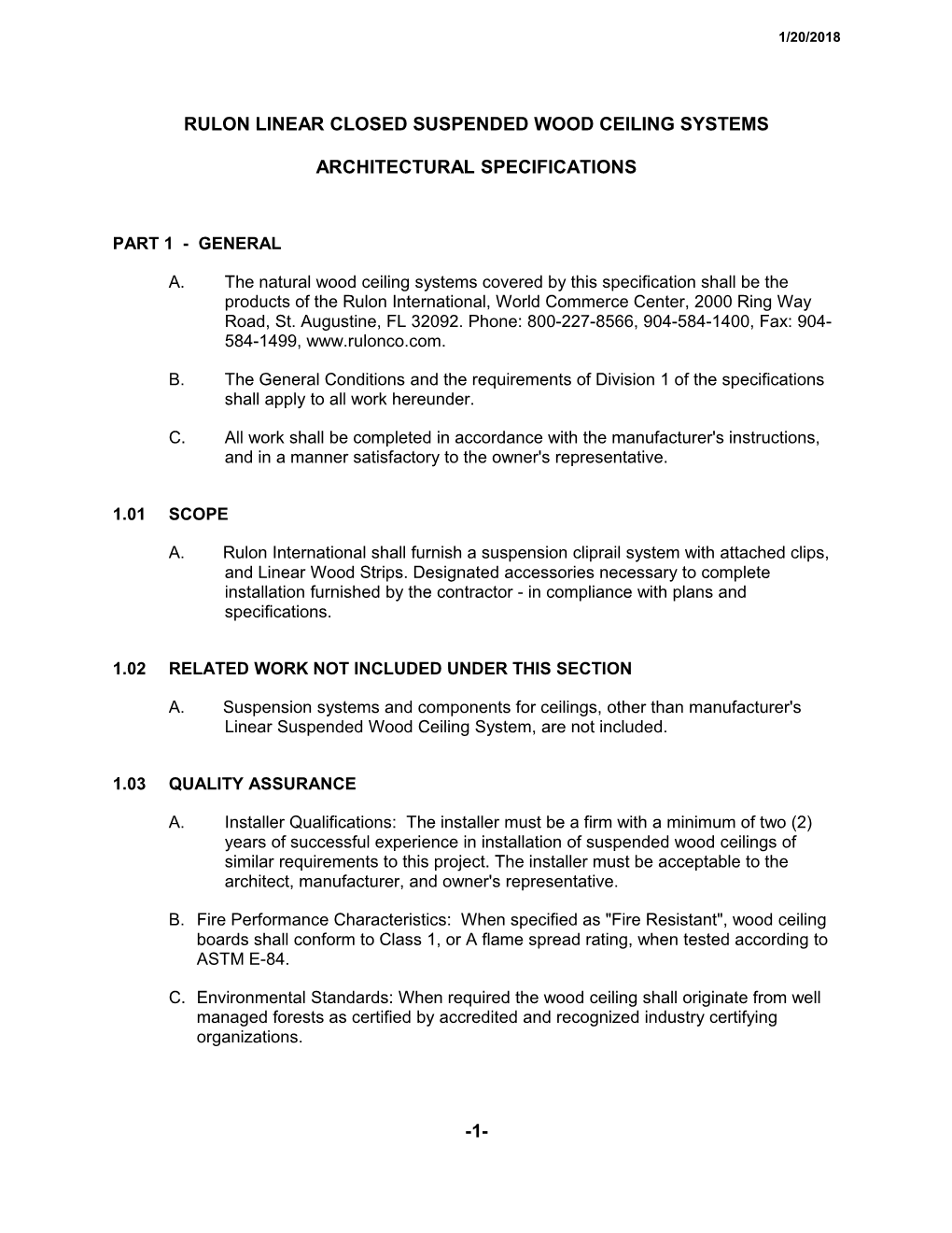 Linear Wood Ceiling Specification