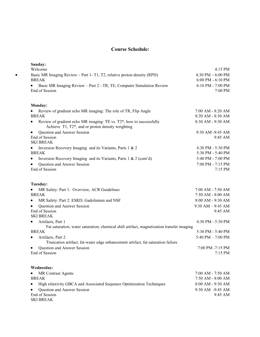 Course Schedule