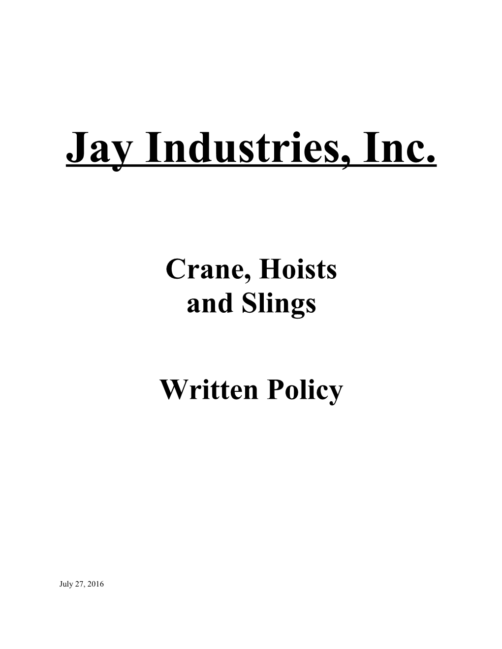 Jay Industries, Inc