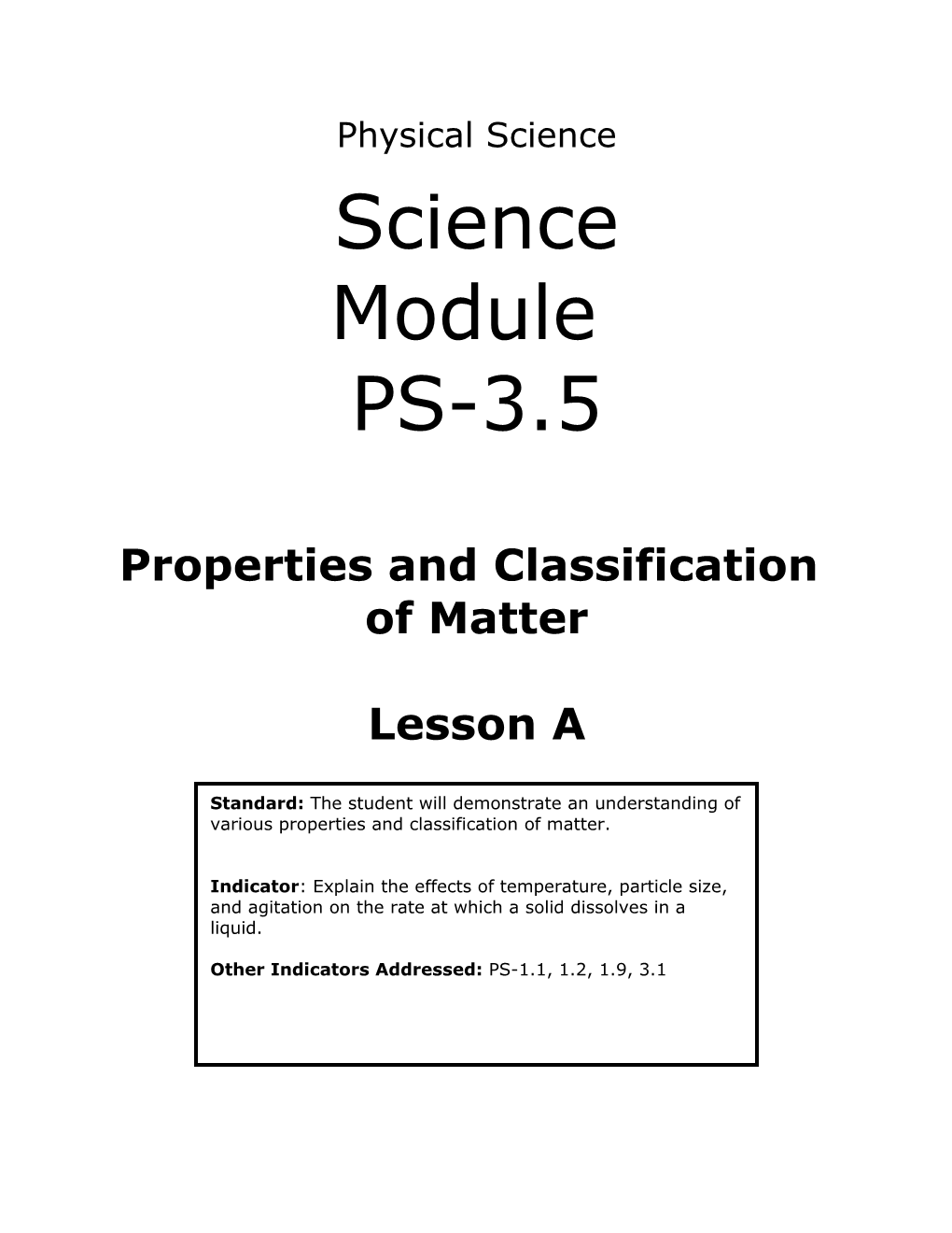 Properties and Classification