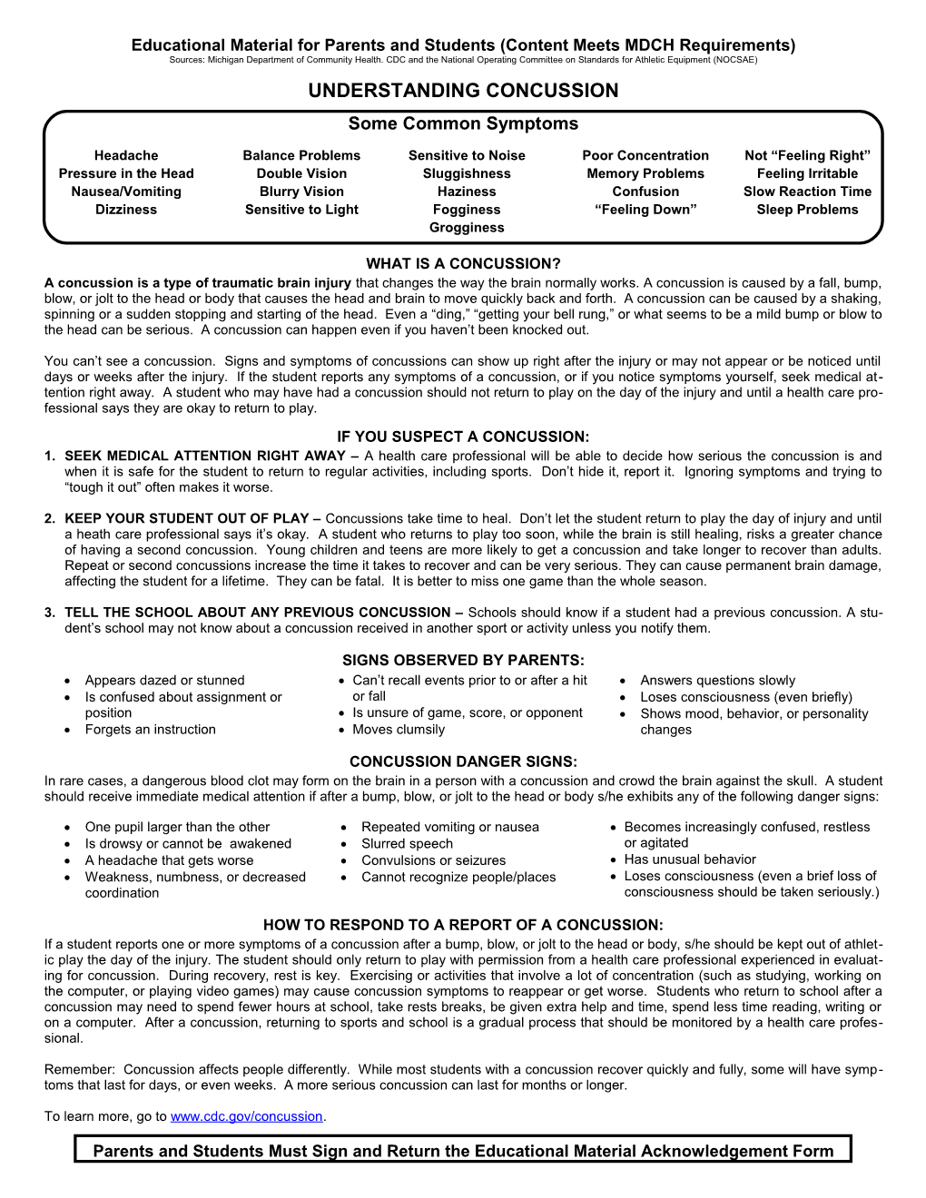 Educational Material Forparents and Students (Content Meets MDCH Requirements)