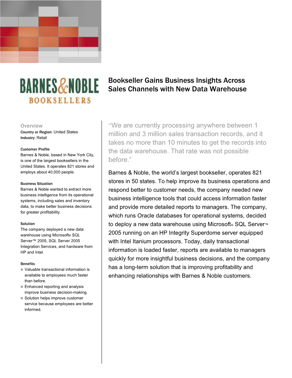 Bookseller Gains Business Insights Across Sales Channels with New Data Warehouse