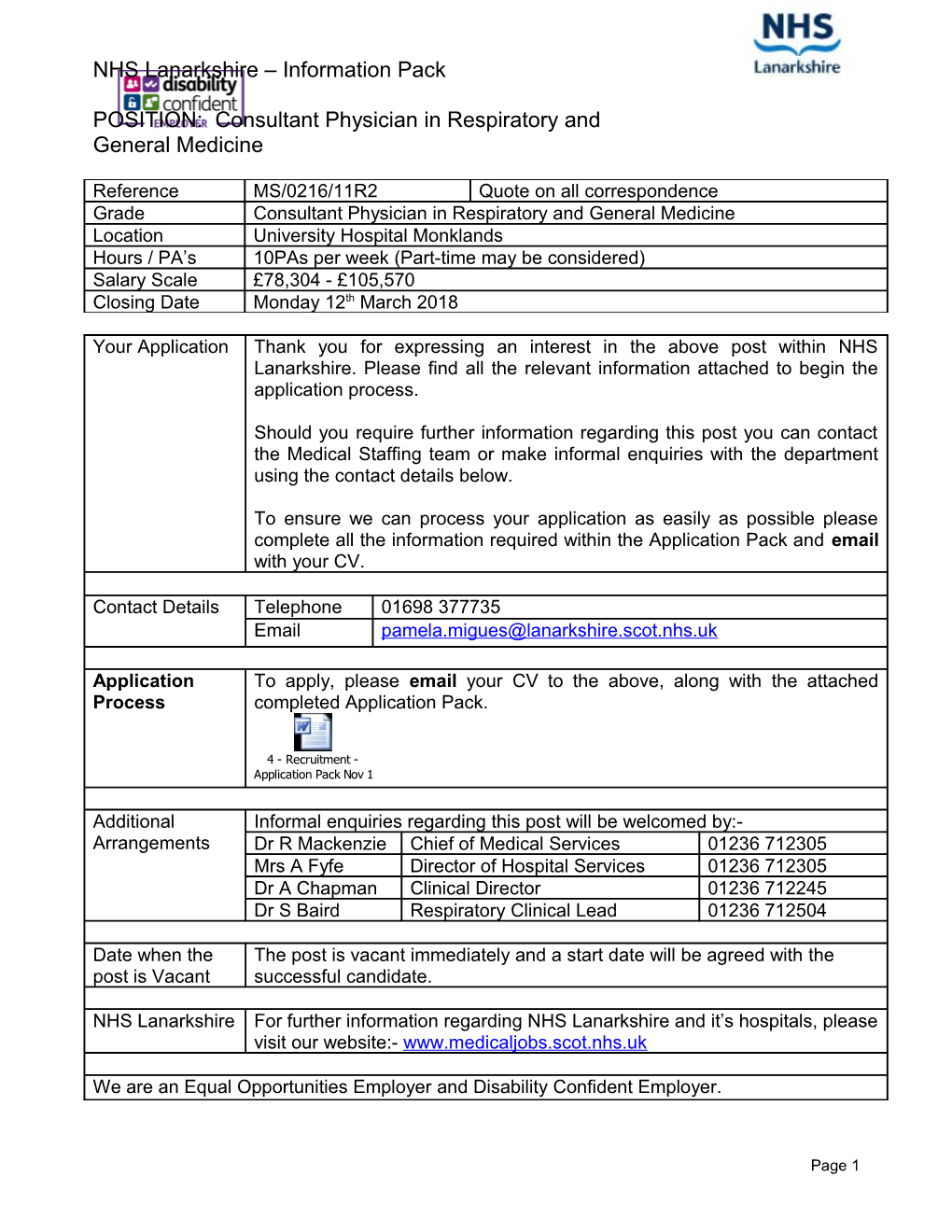 NHS Lanarkshire - Vacancy s3