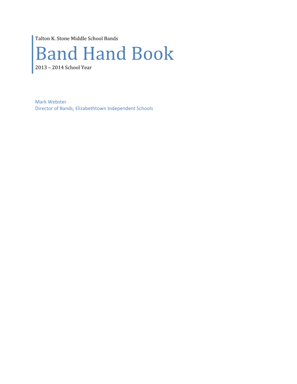 Band Hand Book