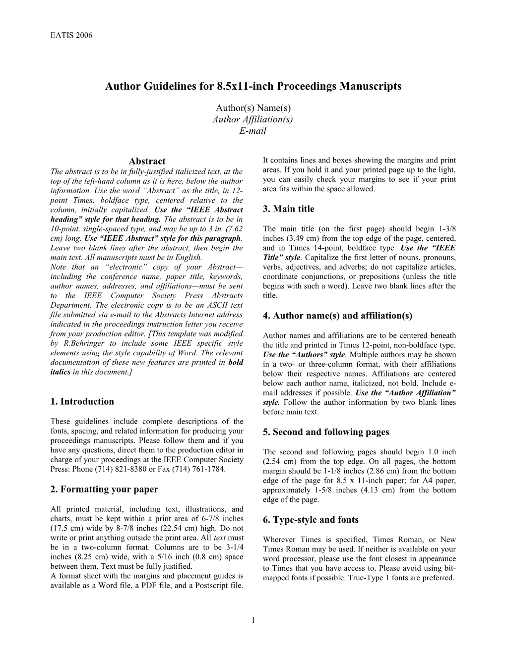 Author Guidelines for IEEE Style Format s2