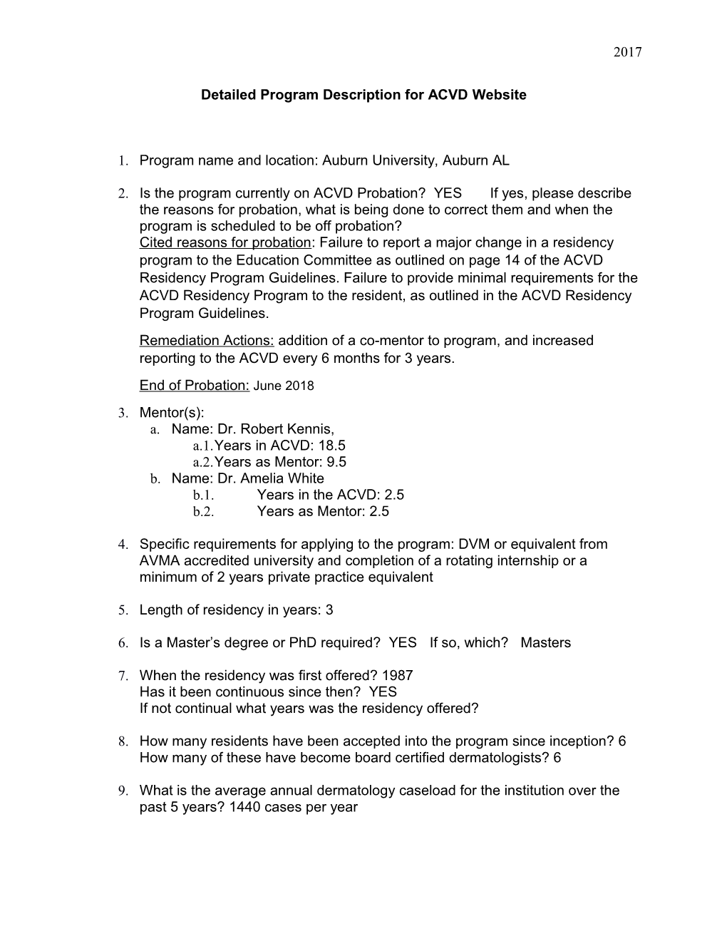 Detailed Program Descri Ption for ACVD Website