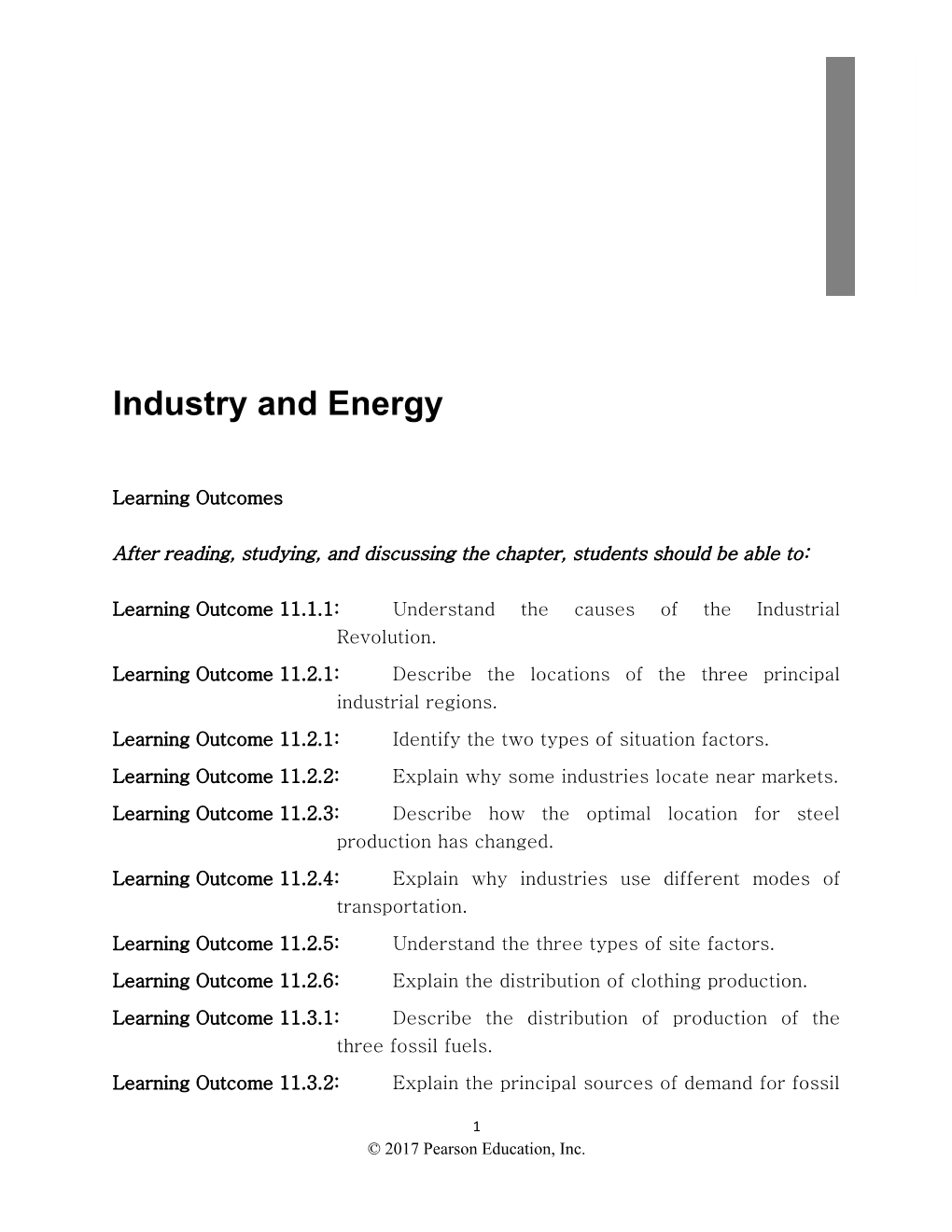 Chapter 11: Industry and Energy