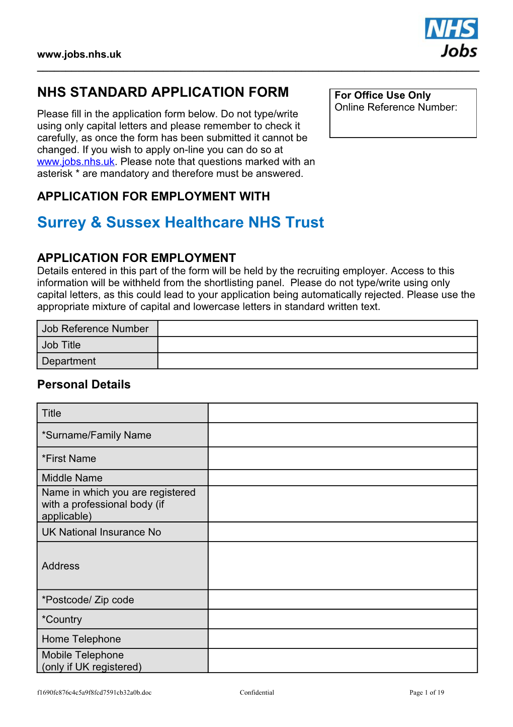 NHS Standard Application Form s8