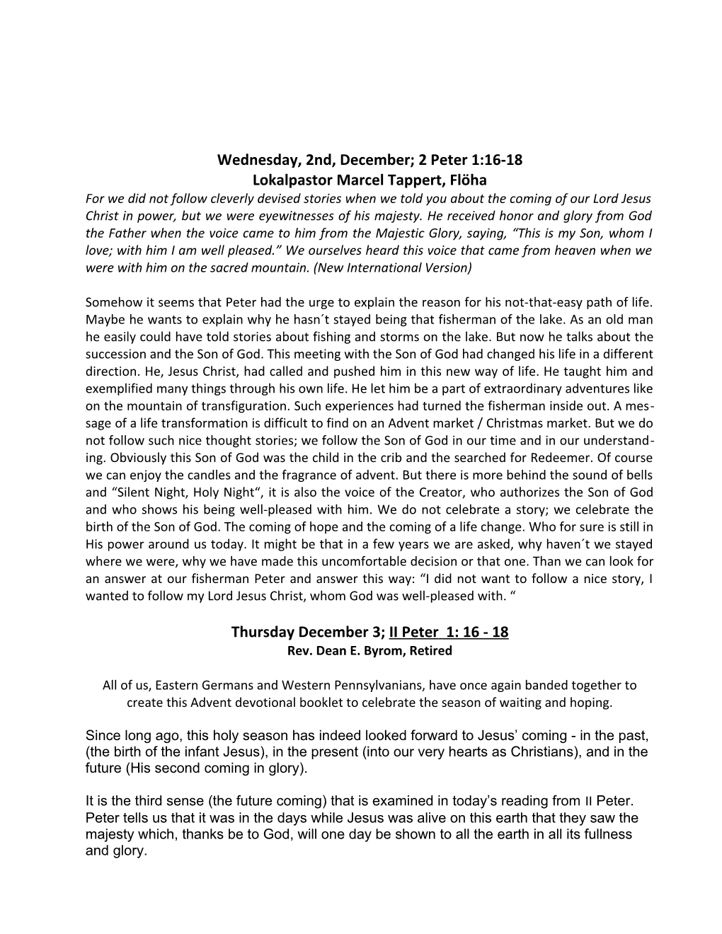 Daily Advent/Christmas Devotional