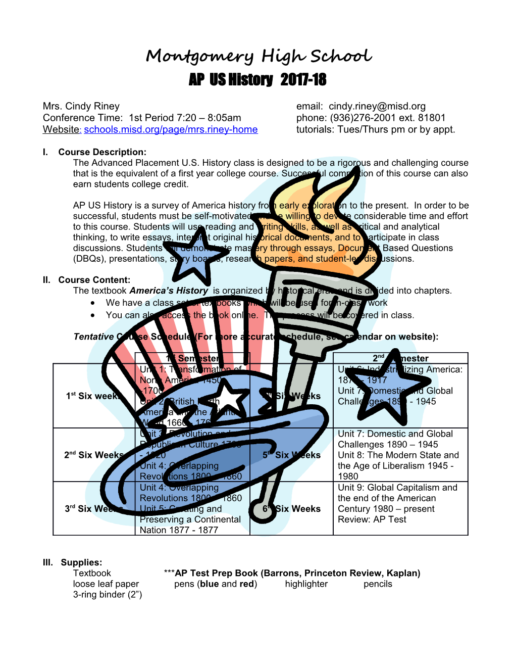 Spring High School World Geography Syllabus