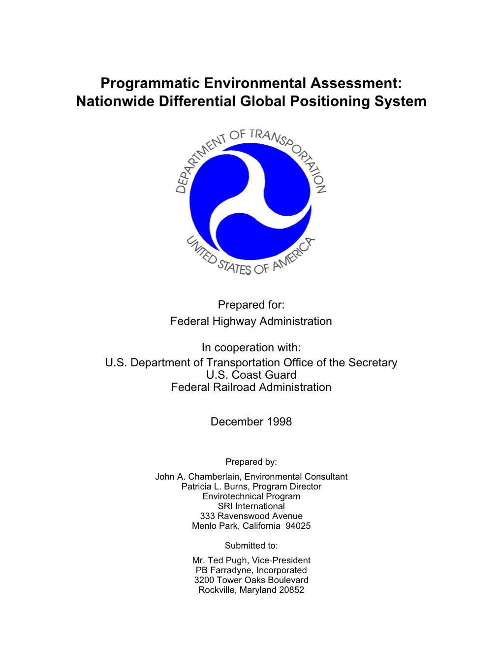 Programmatic Environmental Assessment: Nationwide Differential Global Positioning System