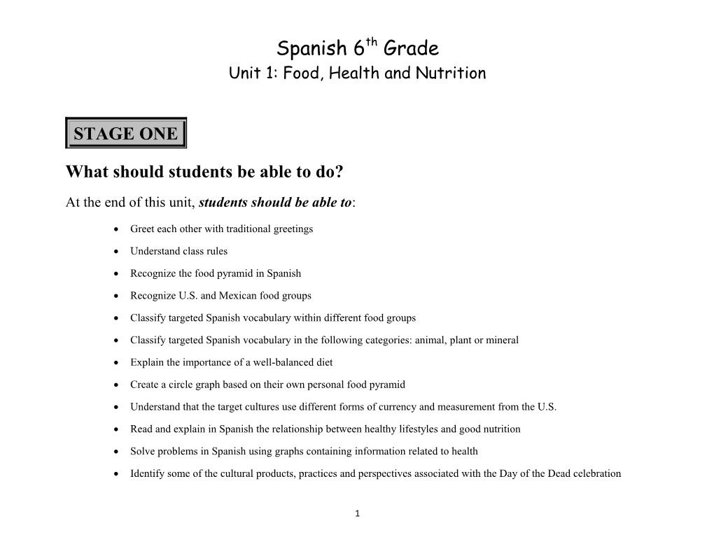 Spanish 6Th Grade: Unit 3 Leisure and Enter s1